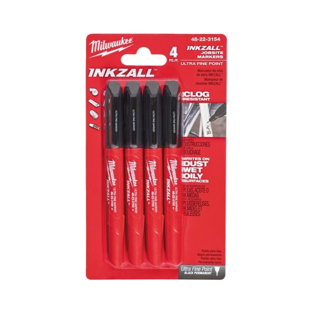 Milwaukee INKZALL Marker cu vârf de 0,6 mm, negru (4 buc./cutie) 48223154