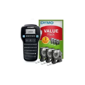   Aparat Dymo LM-160 portabil (cu tastatură QWERTY) + 3 casete D1 de 12 mm x 7 m, alb (cu litere negre) 45013, în pachet (2142267)