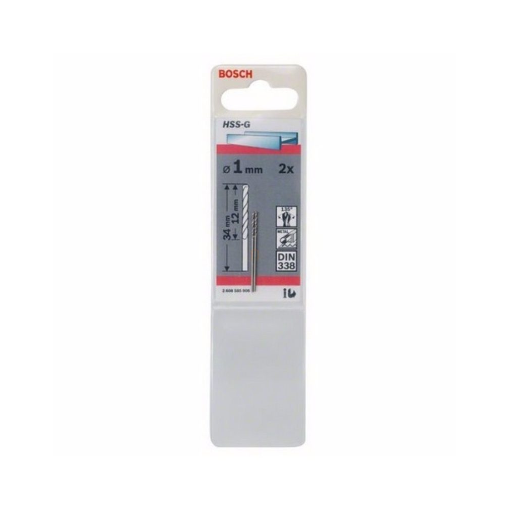 Bosch burghie pentru metal HSS-G STD 1x12x34mm 2 buc/cutie (2608585906) Materiale prelucrabile: metale feruginoase, plastic