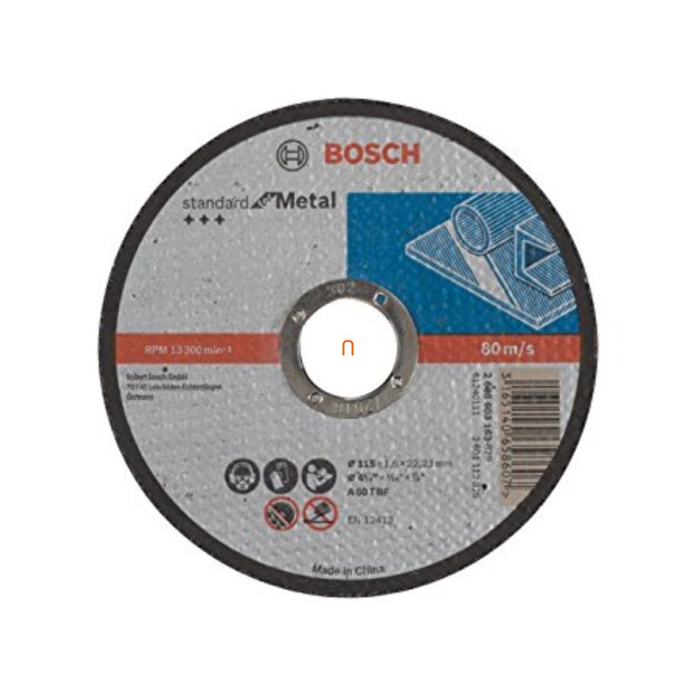 Disc de tăiere metalic Bosch drept 115x1,6 mm Standard pentru metal (2608603163)