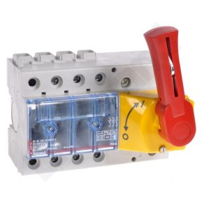   Legrand Vistop 63A 3P față, manetă roșie/capac galben, întrerupător de sarcină pe șină - 22312