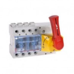   Legrand Vistop 63A 4P față, manetă roșie/capac galben, întrerupător de sarcină pentru montare pe șină - 22315