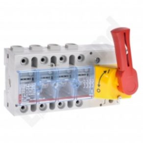   Legrand Vistop 160A 4P frontal, manetă roșie/capac galben, întrerupător de sarcină pentru montare pe șină - 22353