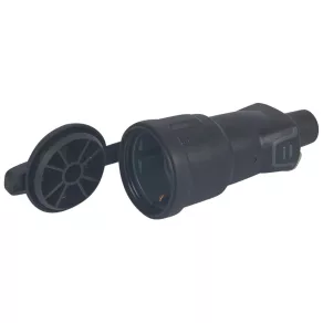  Priză cu împământare din cauciuc Legrand, IP44, negru - 50344