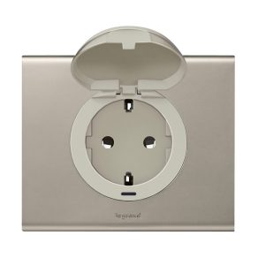   Capac pentru priză Legrand Céliane 2P+F, capac cu fixare prin clip, titan - 68440