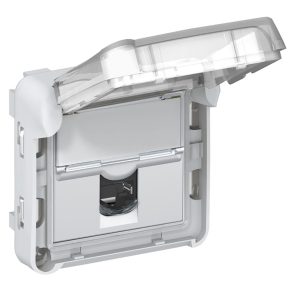   Priză Legrand Plexo 55 1xRJ45 Cat 6 UTP cu capac cu fixare prin clip, gri - 69561