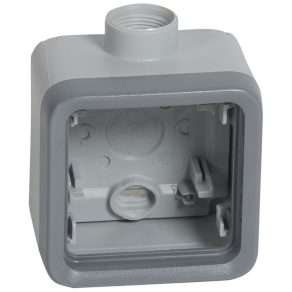   Cutie de montare pe suprafață Legrand Plexo 55 1, cu terminal de conectare, gri - 69656