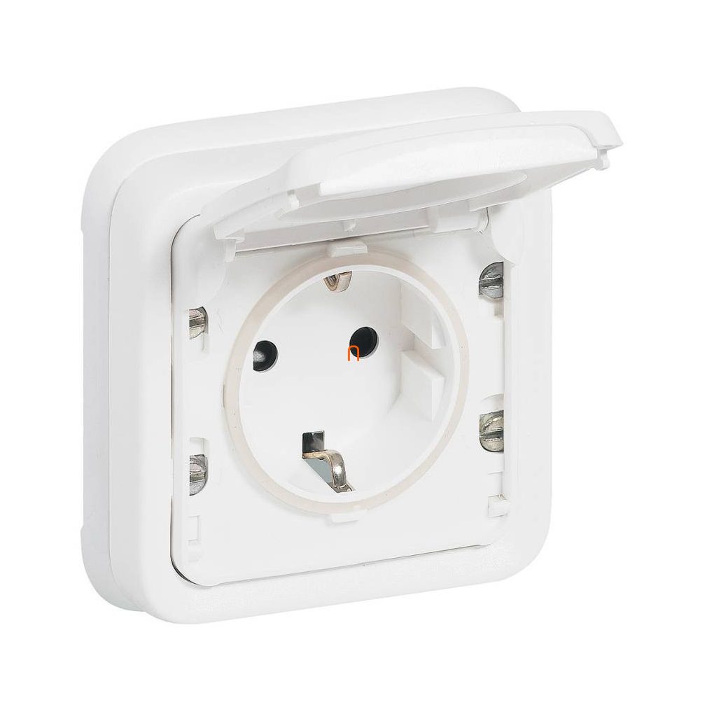 Legrand Plexo 55 priză încastrată 2P+F cu capac basculant, cu șuruburi, completă, antimicrobiană 070772