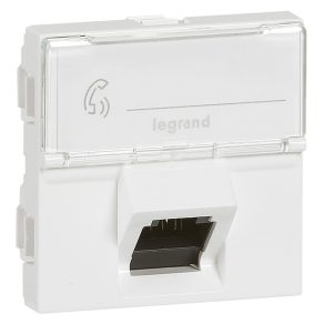  Legrand Program Mosaic 1 x RJ45 (STP) Cat.6 2 module unghiulare albe - 76507