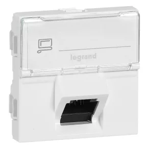  Legrand Program Mosaic 1 x RJ45 (STP) Cat.6A 2 module unghiulare albe - 76508