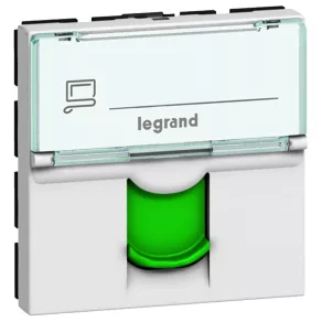   Legrand Program Mosaic 1 x RJ45 (FTP) Cat.6 2 module cu obturator verde, alb - 76522