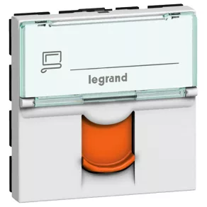   Legrand Program Mosaic 1 x RJ45 (FTP) Cat.6 2 module cu obturator portocaliu, alb - 76523