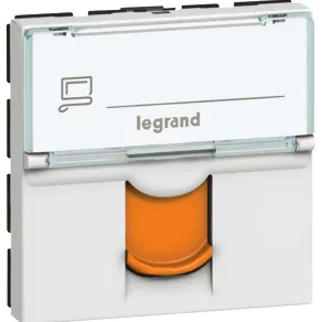   Legrand Program Mosaic LCS2 RJ45 priză Cat 6A STP 2 module cu obturator alb-portocaliu - 76525