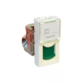   Legrand Program Mosaic 1 x RJ45 (UTP) Cat.6A 1 modul cu obturator verde, alb - 76526
