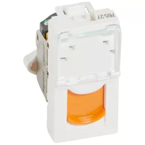   Legrand Program Mosaic 1 x RJ45 (UTP) Cat.6A 1 modul cu obturator portocaliu, alb - 76527
