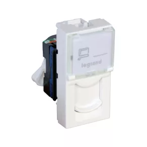   Priză Legrand Program Mosaic RJ45 Cat 6 FTP 1 modul alb antimicrobian - 76582