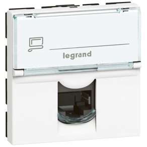   Legrand Program Mosaic 1 x RJ45 (FTP) Cat.6 2 module pentru coloană de alimentare rotită la 90°, alb - 76592