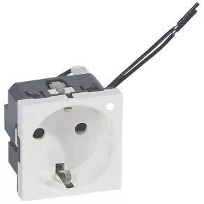   Priză LeGrand Program Mosaic 2P+F cu obturator de siguranță, indicator luminos, cu arc, 2 m, alb - 77212
