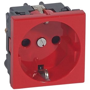   Priză LeGrand Program Mosaic 2P+F, antimicrobiană, roșie - 77220
