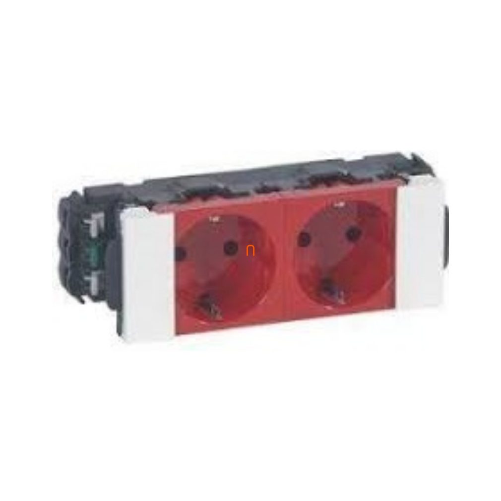 Legrand 077242 DLP-S priză cu program Mosaic 2x2P+F, cu sinusoidă, cu Soluclip, roșu