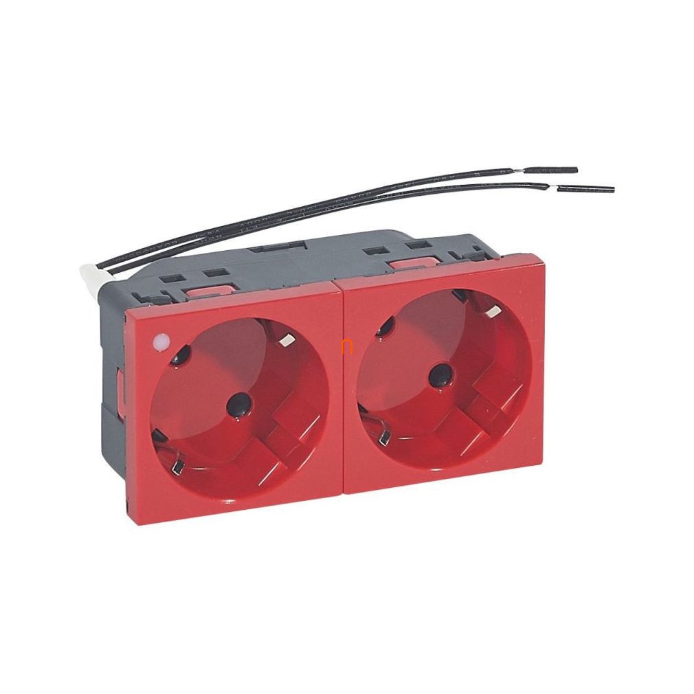 Legrand 077291 Program Mosaic 2x2P+F priză cu indicator luminos, cu șină, cu arc, roșie