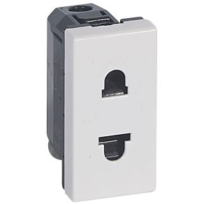   Priză Legrand Program Mosaic standard EURO-US, 1 m, 16 A, albă - 77501