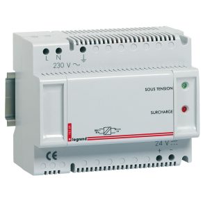   Unitate de alimentare Legrand Selv pentru lumini de ușă și unități de apel pentru asistente medicale, 230 V~/24 V=-2, 0,208333333333333, lățime 6 module - 78290