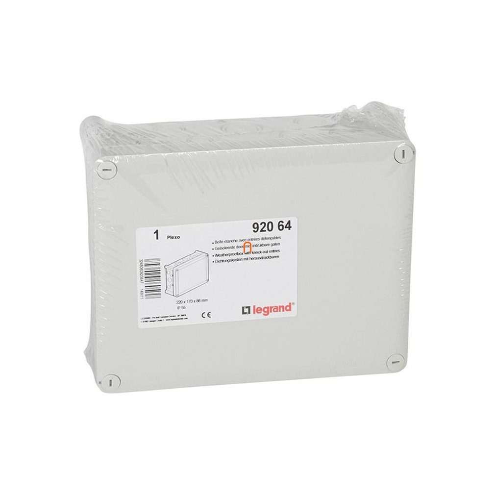 Leg.092064 Cutie Plexo dreptunghiulară, 220×170×86 mm, gri
