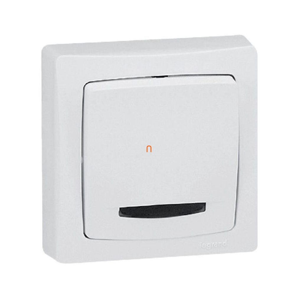 Legrand Oteo 106 (101) comutator și întrerupător unipolar cu buton cu indicator luminos, fără glimmer, pentru montare pe perete, cu ramă 696017