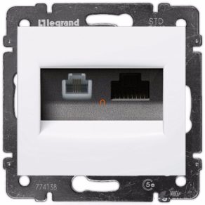   Priză combinată Legrand Valena RJ11+RJ45 Cat5e UTP, albă - 770080