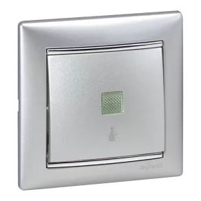   Buton unipolar Legrand Valena cu indicator luminos, aluminiu - 770113