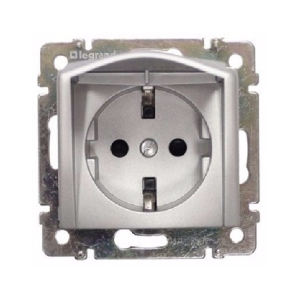 Legrand Valena 2P+F cu capac basculant din aluminiu (770122)