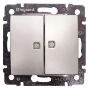  Întrerupător pentru candelabru Legrand Valena cu indicator luminos, aluminiu - 770128