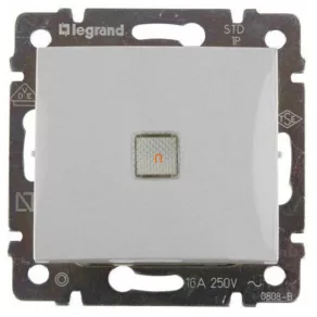   Comutator Legrand Valena cu indicator luminos 16A, aluminiu - 770203