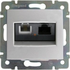   Priză combinată Legrand Valena RJ11+RJ45 Cat5e UTP, aluminiu - 770280