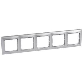   Legrand Valena aluminiu/argintiu, cadru orizontal cu 5 locuri - 770355