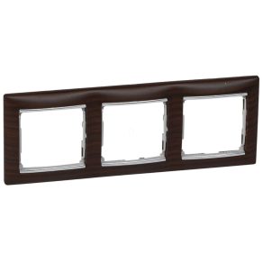   Legrand Valena decor wenge / argintiu, cadru orizontal cu 3 locuri - 770373