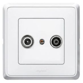   Priză TV-RD Legrand Cariva 773832 albă, 1dB, cu capac de închidere - 773832