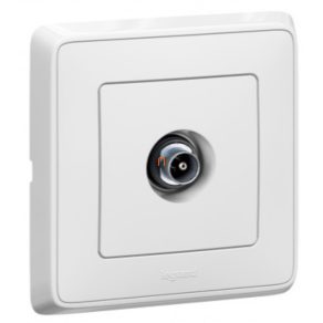   Priză TV Legrand Cariva 773878 albă, terminare 1,5 dB, cadru în formă de stea - 773878