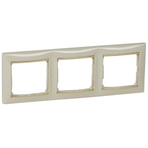   Legrand Valena Ivory / Gold, cadru orizontal cu 3 prize - 774153
