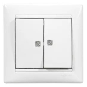   Întrerupător pentru candelabru Legrand Valena cu două indicatoare luminoase, alb - 774213