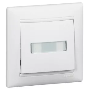   Buton Legrand Valena unipolar cu suport pentru etichetă, indicator luminos, 12 V, alb - 774217
