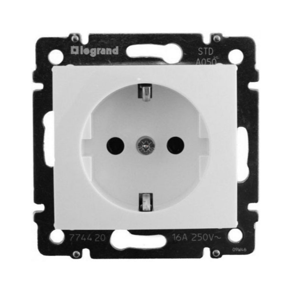 Legrand Valena 2P+F priză (GYV) cu grilaj de siguranță, cu conectare cu arc, alb (774222)