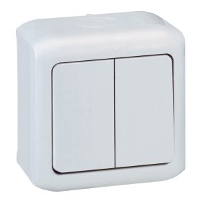   Legrand Forix IP44 întrerupător dublu montat la suprafață 10 AX-250 V~ alb - 782361