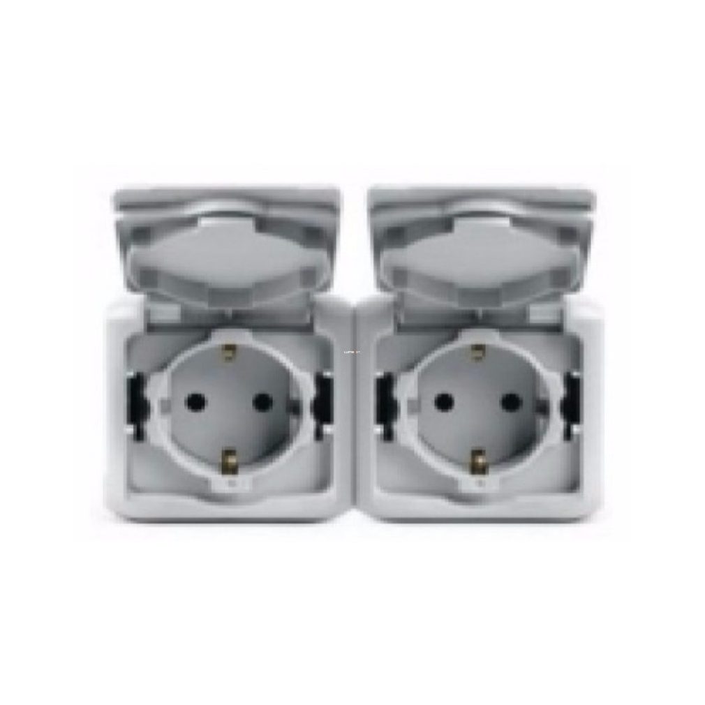Legrand Forix 2x2P+F GYV CSF priză cu capac IP44 pentru montare pe perete, alb (782374)