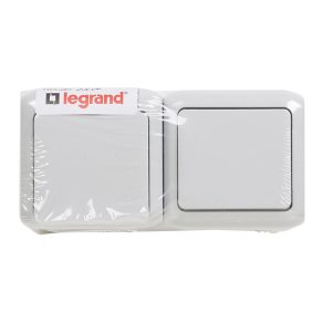   Legrand Forix IP44 fk întrerupător 1P + priză 2P+F, cu capac cu fixare rapidă, obturator de siguranță, gri - 782391