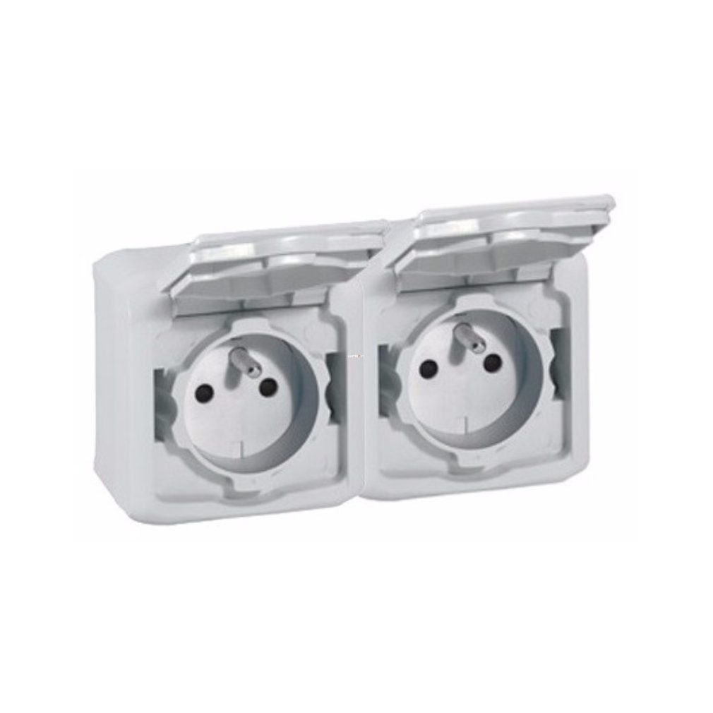 Legrand Forix 2x2P+F GYV CSF priză cu capac IP44 pentru montare pe perete, gri (782394)