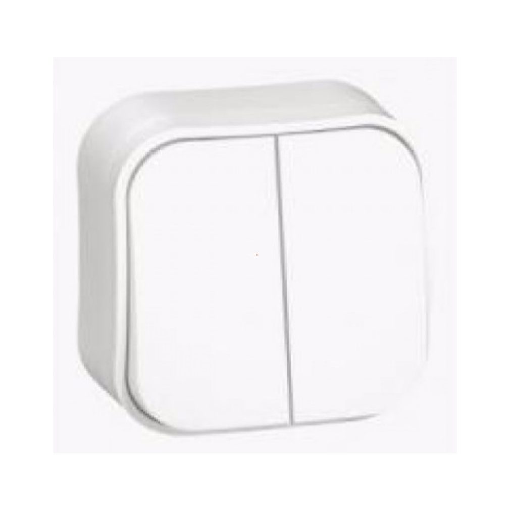Legrand Forix 101+101 comutator dublu unipolar IP20 pentru montare pe perete, alb (782402)