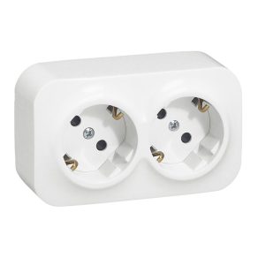   Priză Legrand Forix IP20 montată la suprafață 2x2P+F, 16 A, fără obturator de siguranță, albă - 782413