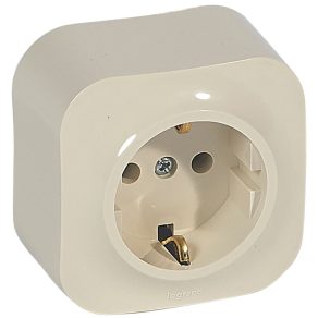   Priză Legrand Forix IP20 montată la suprafață, 2P+F, 16 A, bej - 782441